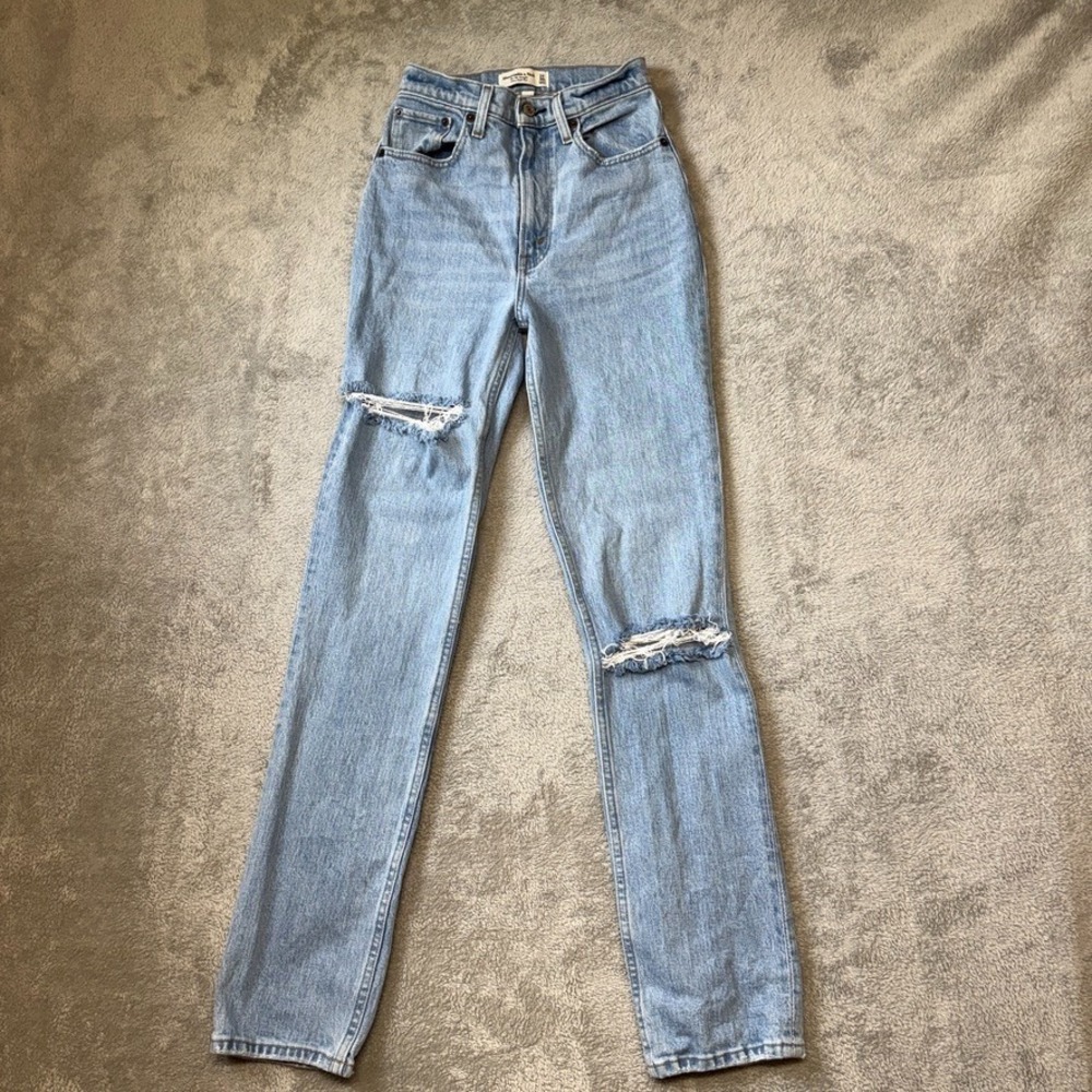 Abercrombie & Fitch Jeans Womens 00 Long Blue 90s Straight Ultra High Rise Denim